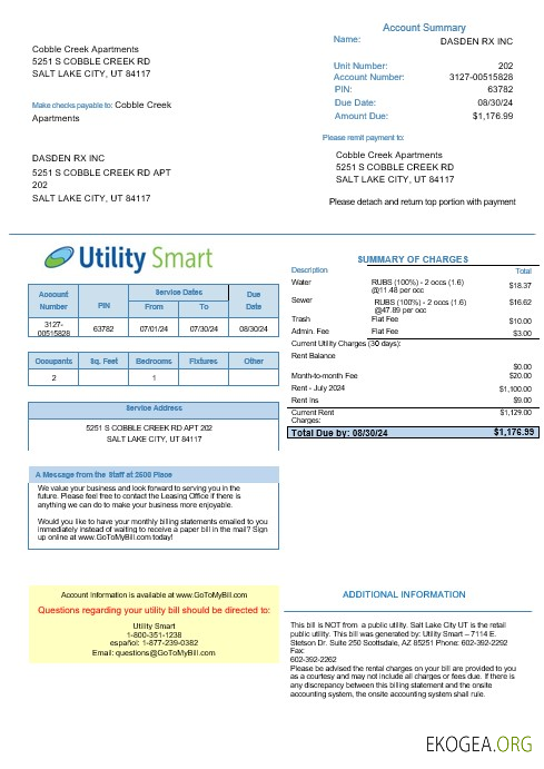 Modèle Word et PDF de facture de services publics SMART d'UTILITY DU ROYAUME UNI